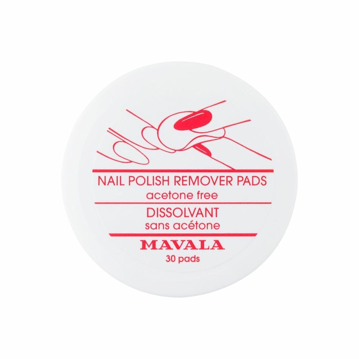 Nail polish remover Mavala NAIL POLISH Nail polish removing discs/pads 30 Pieces product packaging