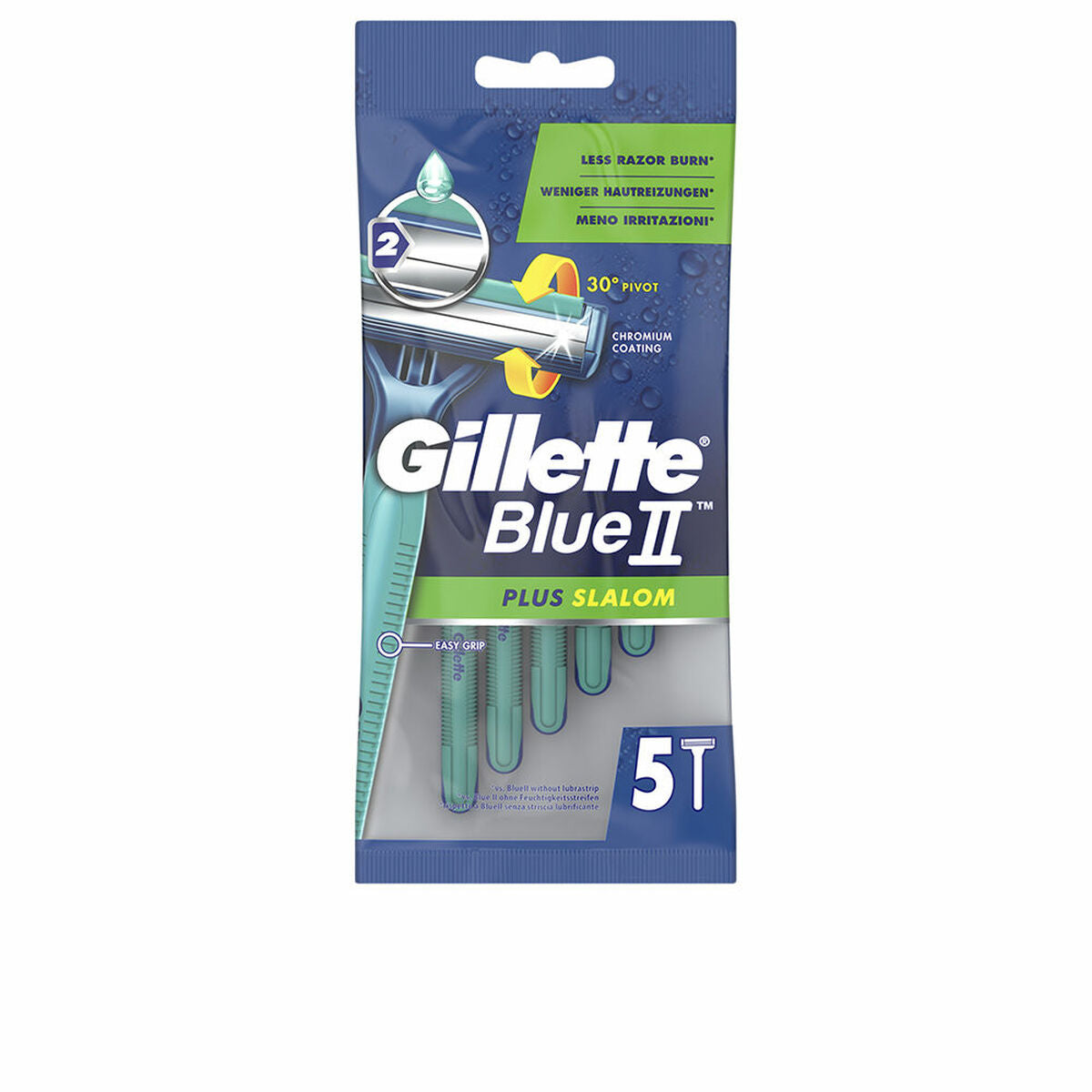 Disposable Razor Gillette Blue II Plus Slalom 5 Units for Men product packaging