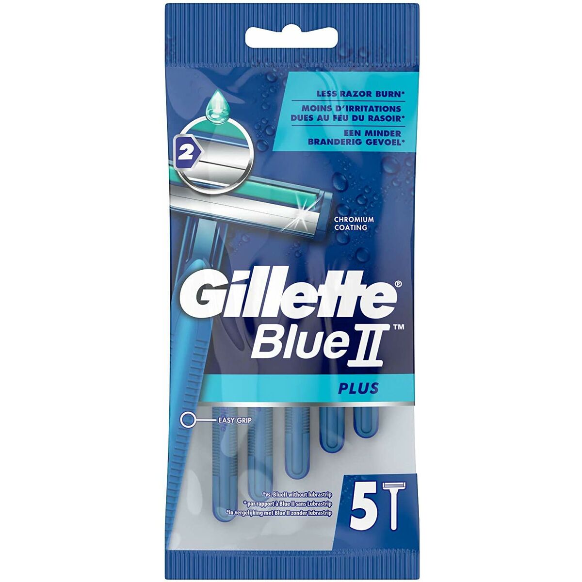 Shaving Razors Gillette Blue Ii Plus 5 Units for Men product packaging