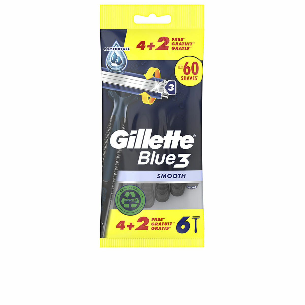 Disposable Razor Gillette BLUE 3 (6 Units) product packaging