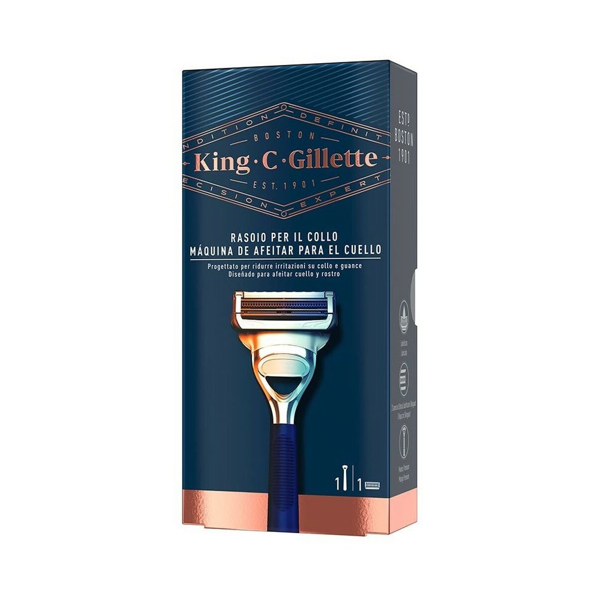 Manual shaving razor King C Gillette Neck Razor Blue for Men product packaging