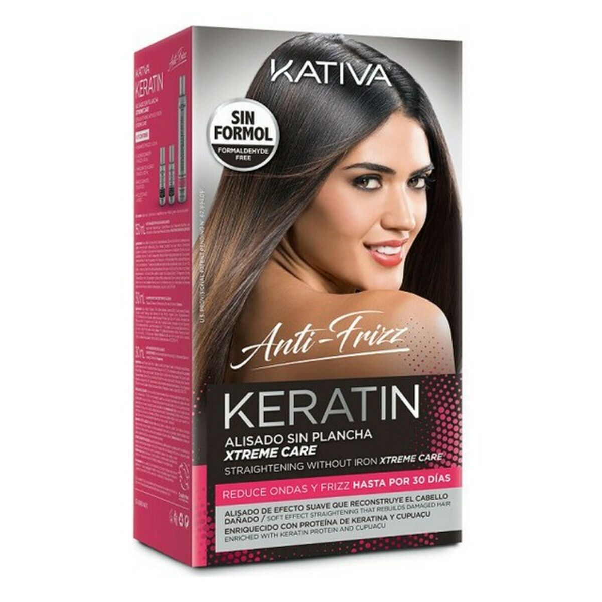 Hair Straightening Care Keratin Anti-frizz Xtrem Care Kativa (3 pcs) Damaged hair for Women product packaging