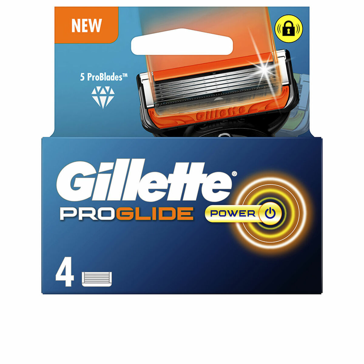 Shaving Razor Gillette Fusion Proglide Power (4 Units) for Men product packaging