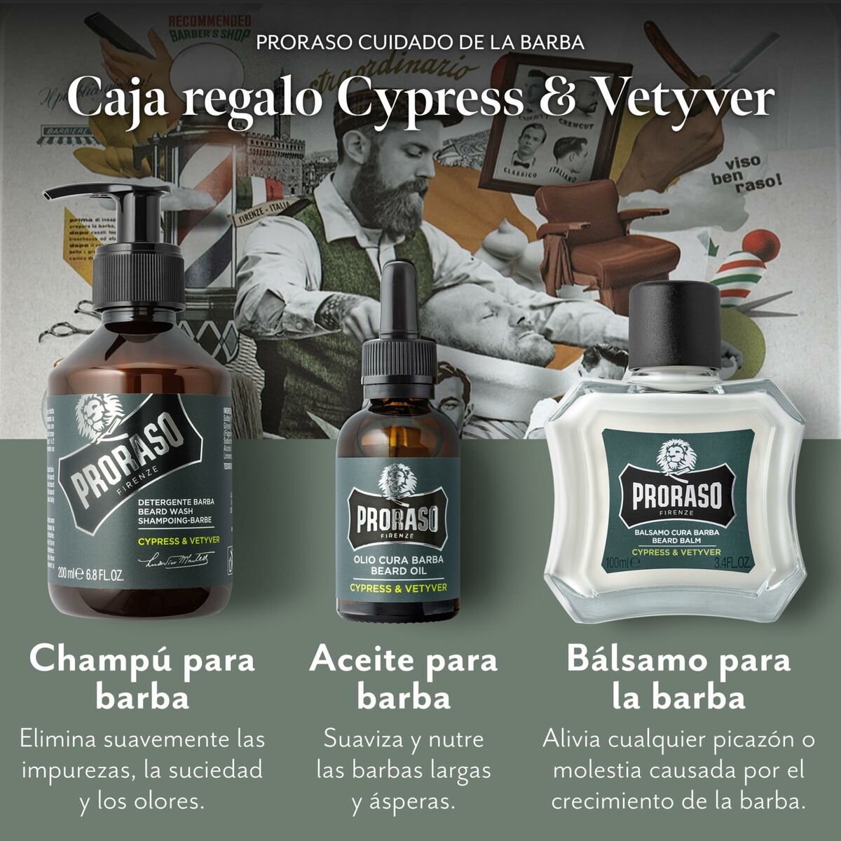 Beard care set Proraso Cypress & Vetyver 3 Pieces product packaging