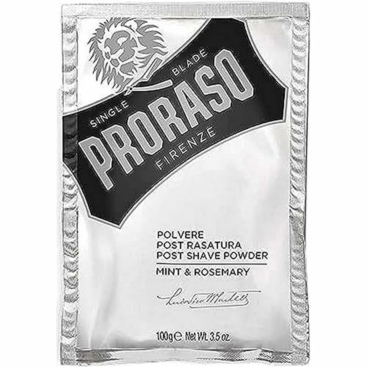 Perfumed talcum powder Proraso Rosemary Mint makeup packaging