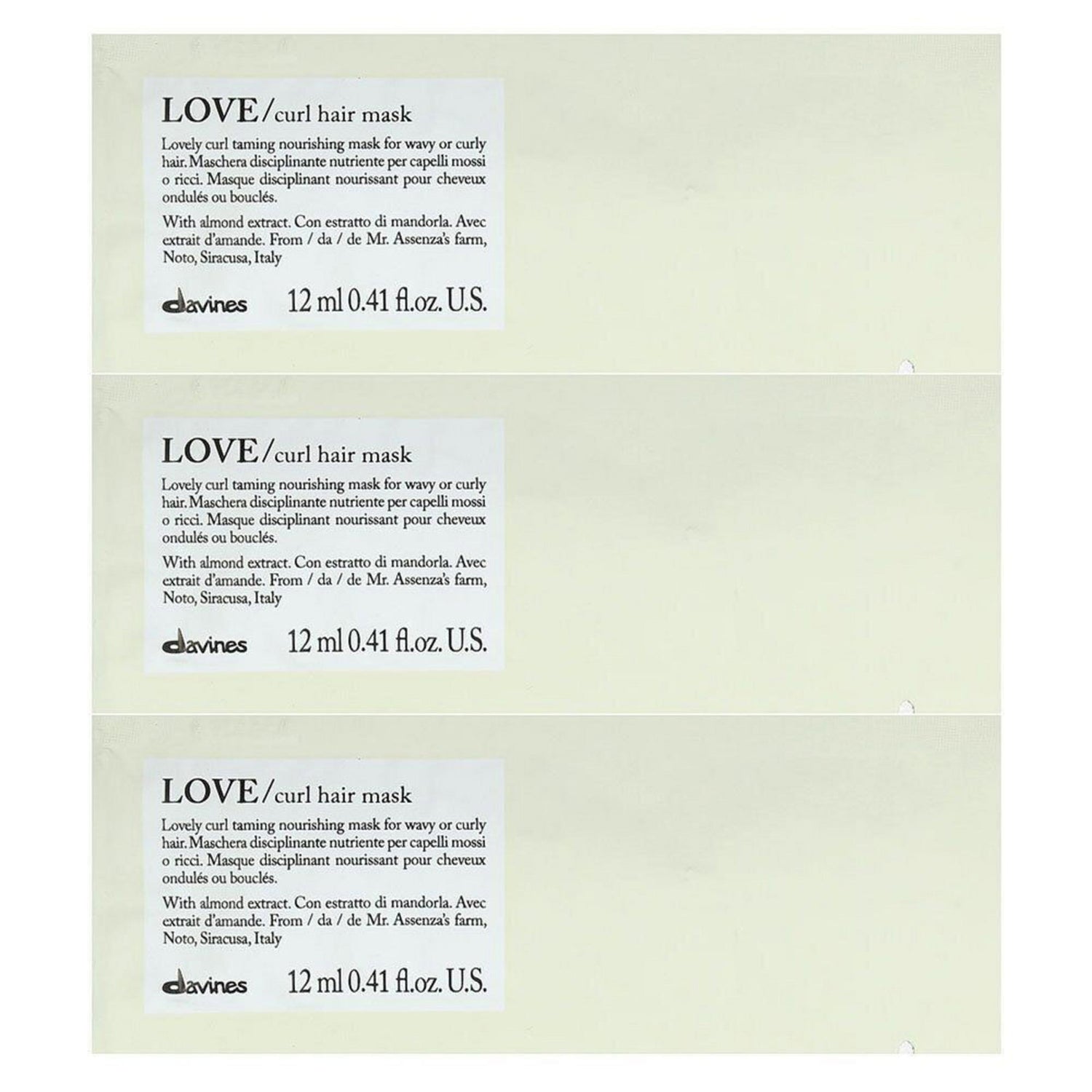 Davines, Love, Hair Treatment Cream Mask, 12 pcs, 12 ml