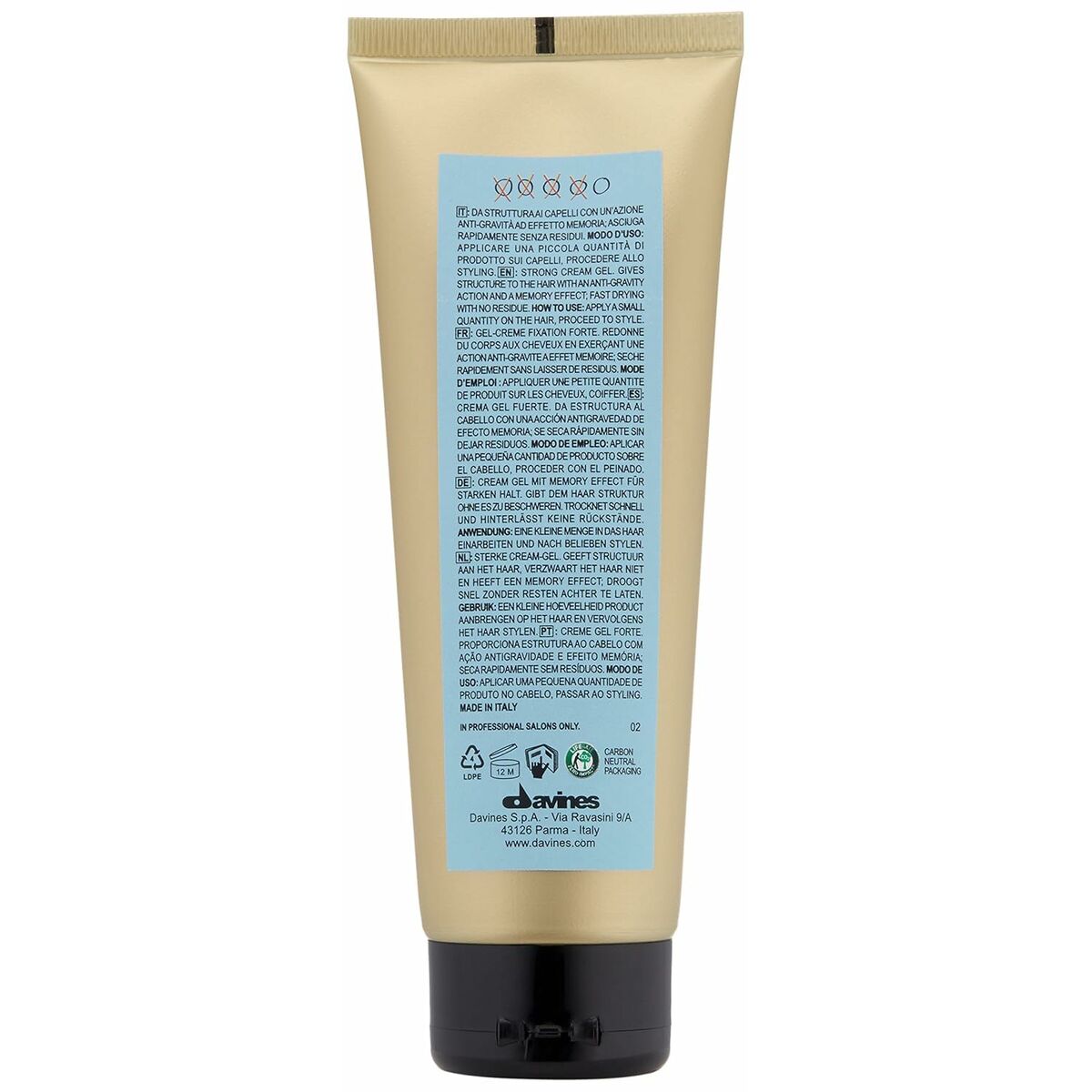 Styling Gel Davines 125 ml skincare packaging