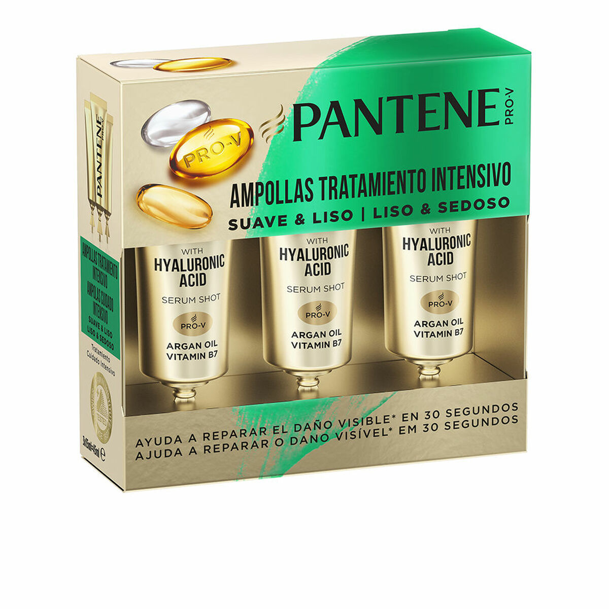 Hair Straightening Care Pantene 30 seconds 15 ml 3 x 15 ml Ampoules for Women product packaging
