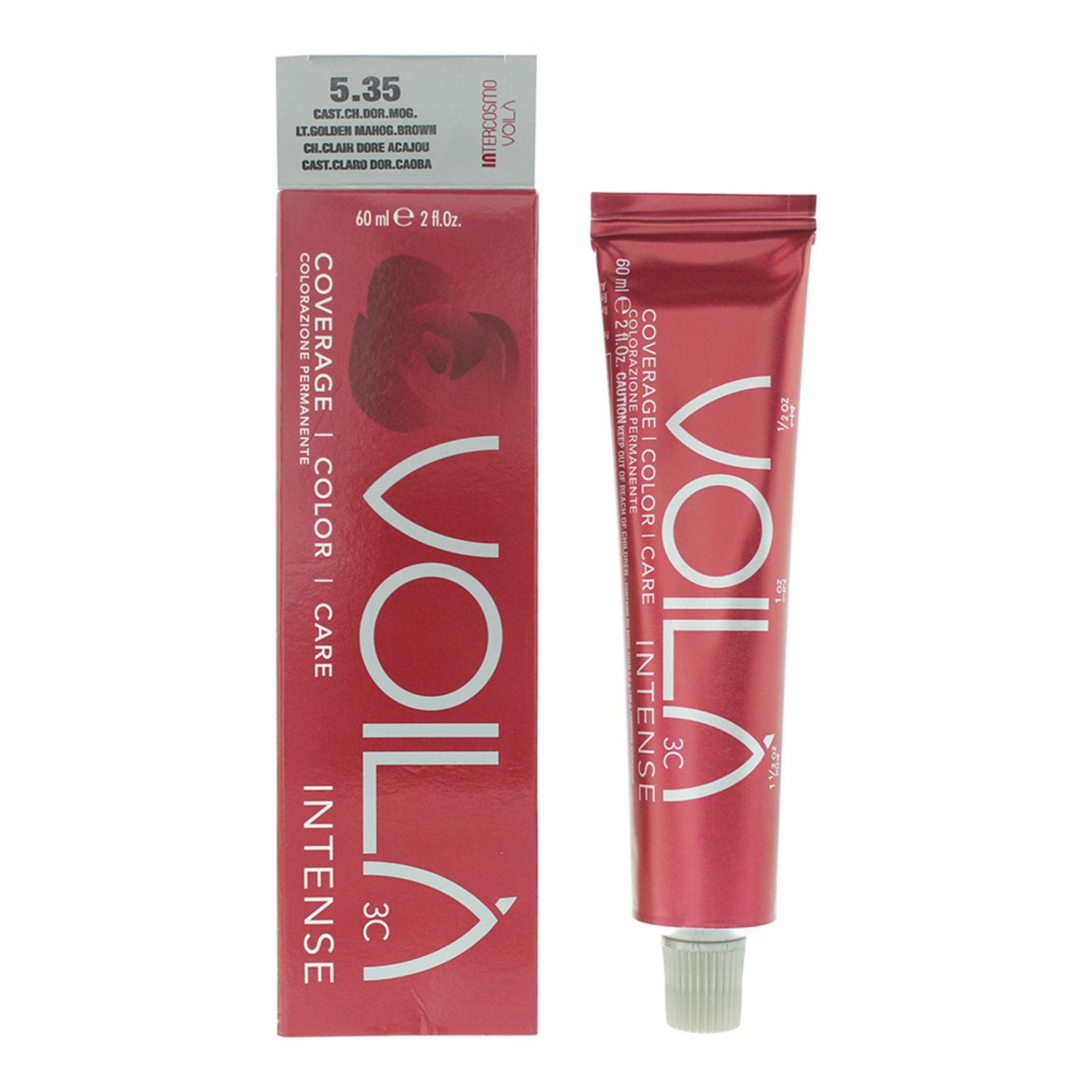 Intercosmo, Voila 3C Intense, Permanent Hair Dye, 5.35 Golden Mahgant Brown, 60 ml