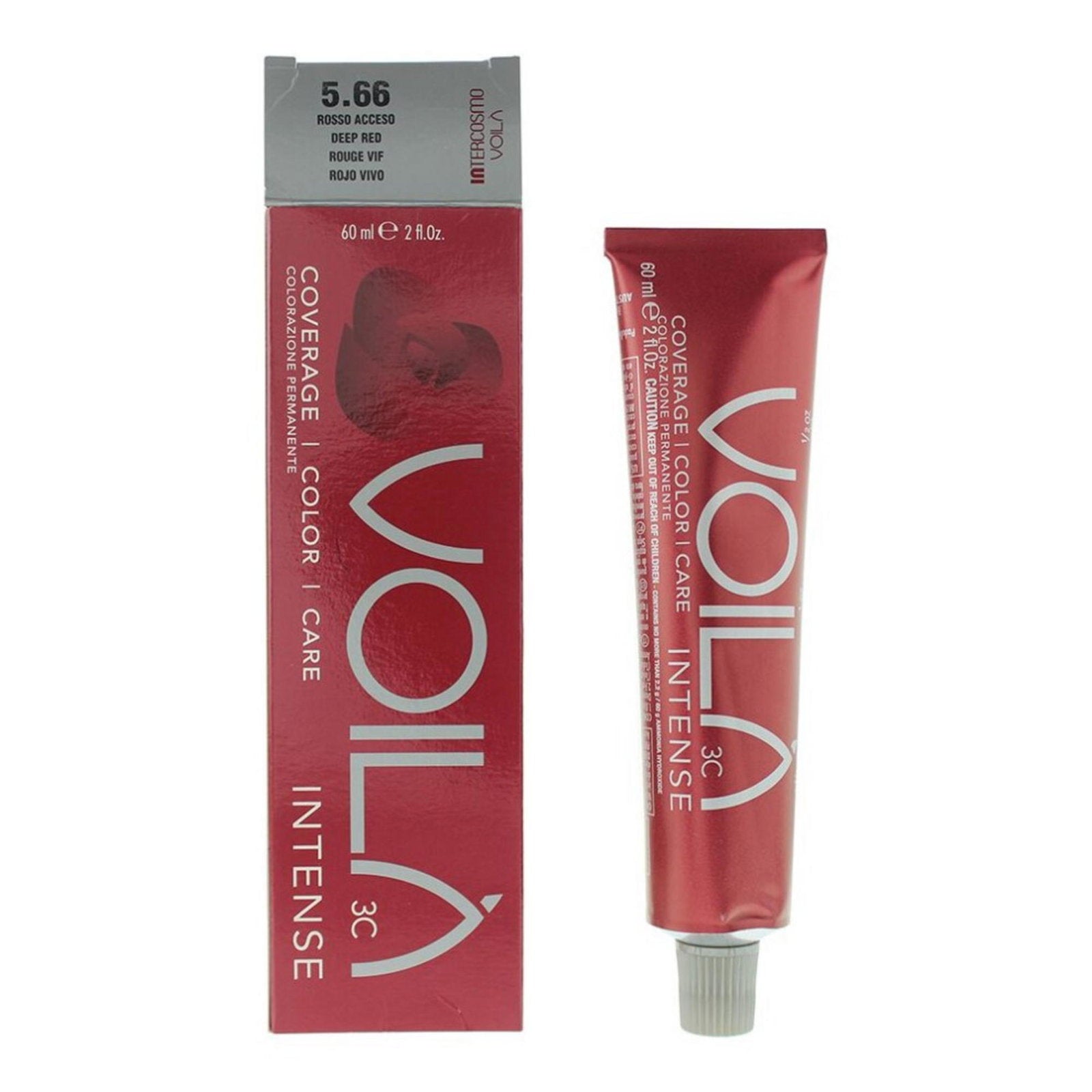 Intercosmo, Voila 3C Intense, Permanent Hair Dye, 5.66 Deep Red, 60 ml