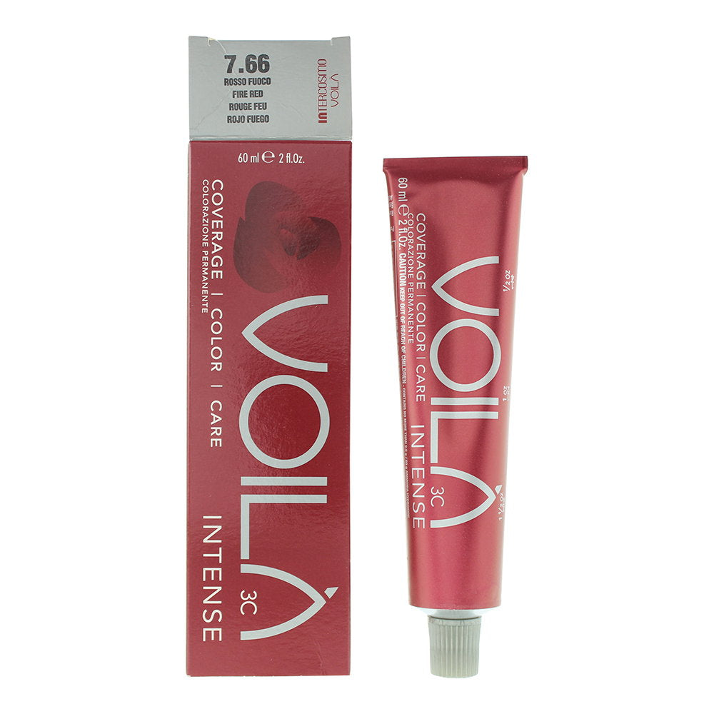 Intercosmo, Voila 3C Intense, Permanent Hair Dye, 7.66 Fire Red, 60 ml