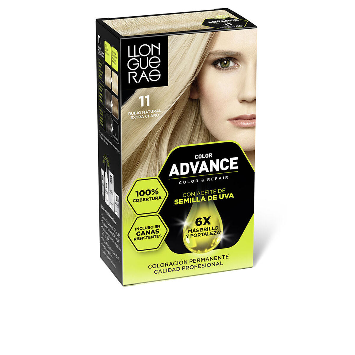 Permanent Colour Llongueras COLOR ADVANCE Nº 11-Rubio Natural Extra Claro for Women product packaging