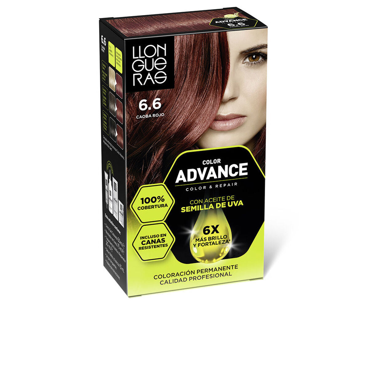 Permanent Colour Llongueras COLOR ADVANCE Nº 6,6-Caoba Rojo Intenso product packaging