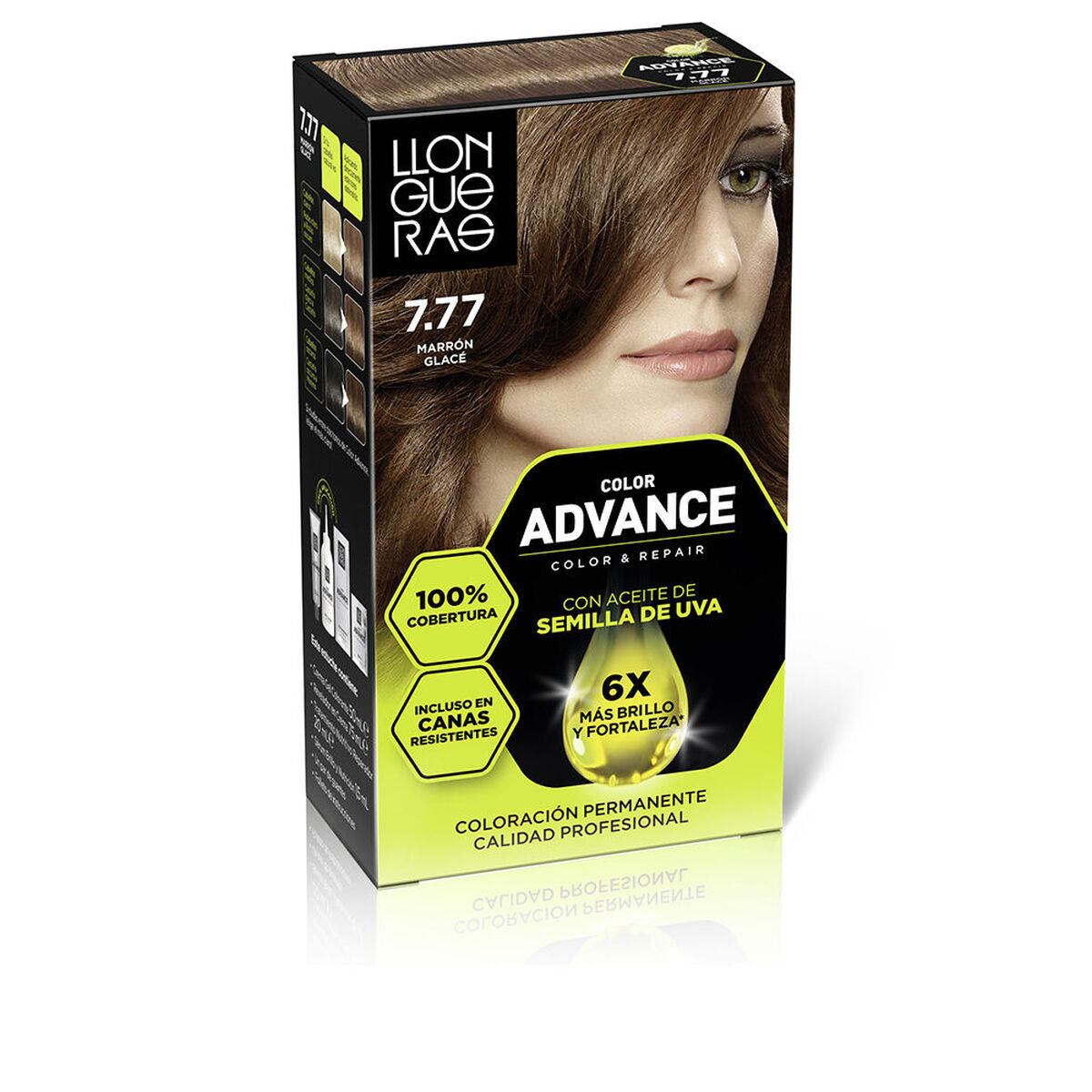 Permanent Colour Llongueras COLOR ADVANCE Nº 7,77-Marron Glace product packaging