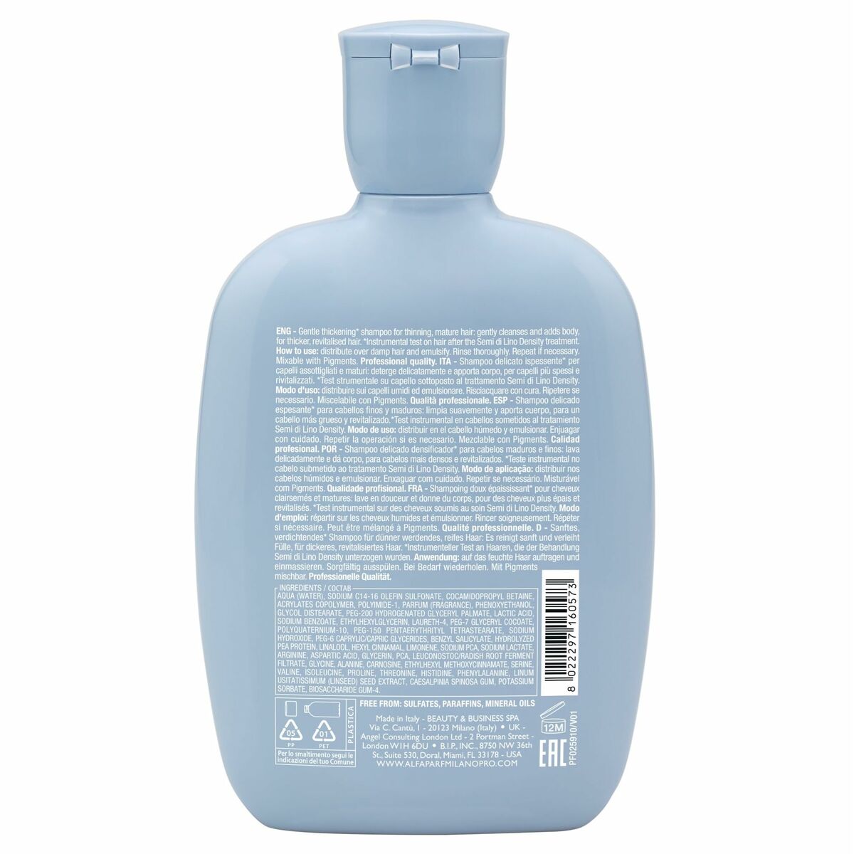 Shampoo Alfaparf Milano SEMI DI LINO DENSITY 250 ml for Women shampoo bottle