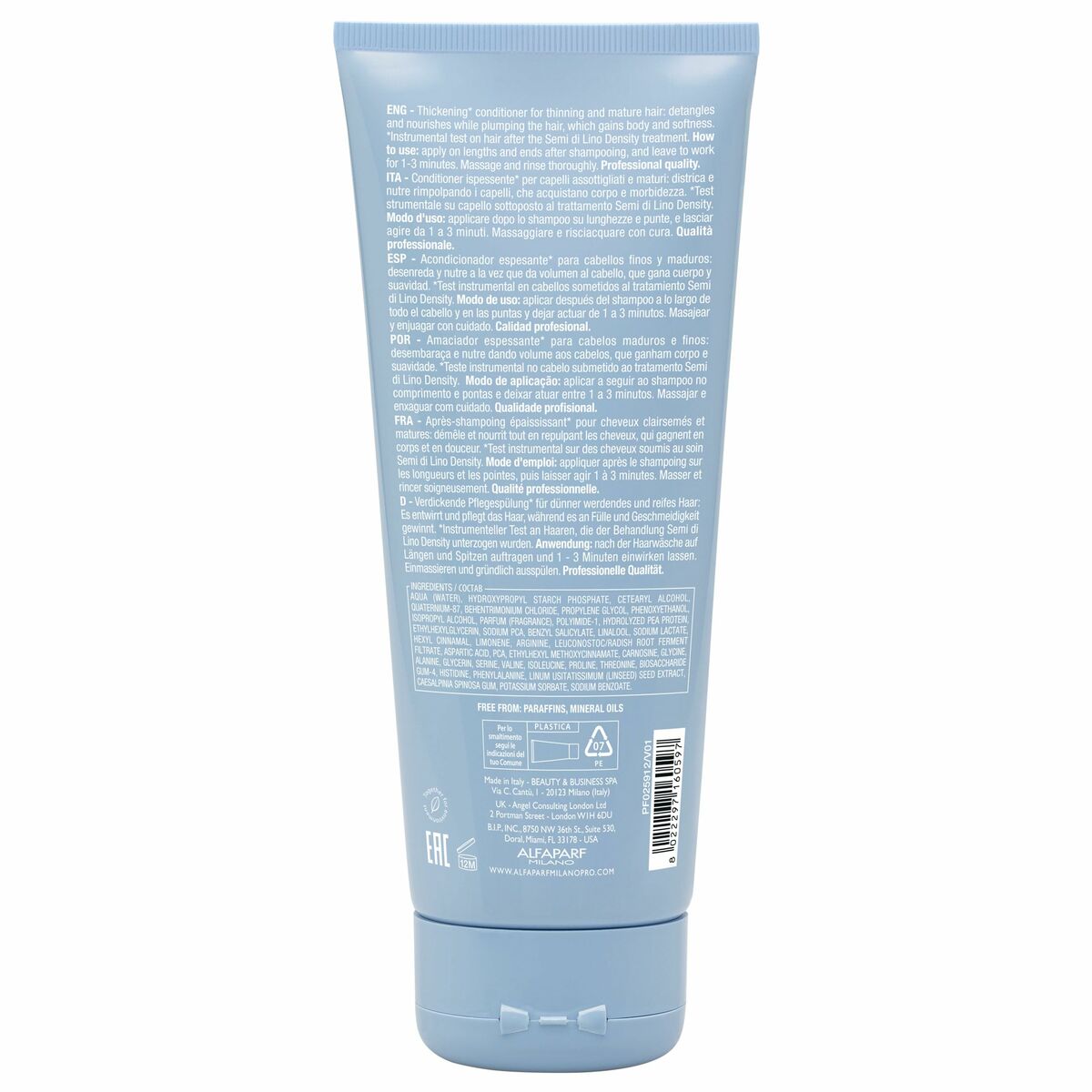 Shampoo Alfaparf Milano SEMI DI LINO 200 ml for Women shampoo bottle