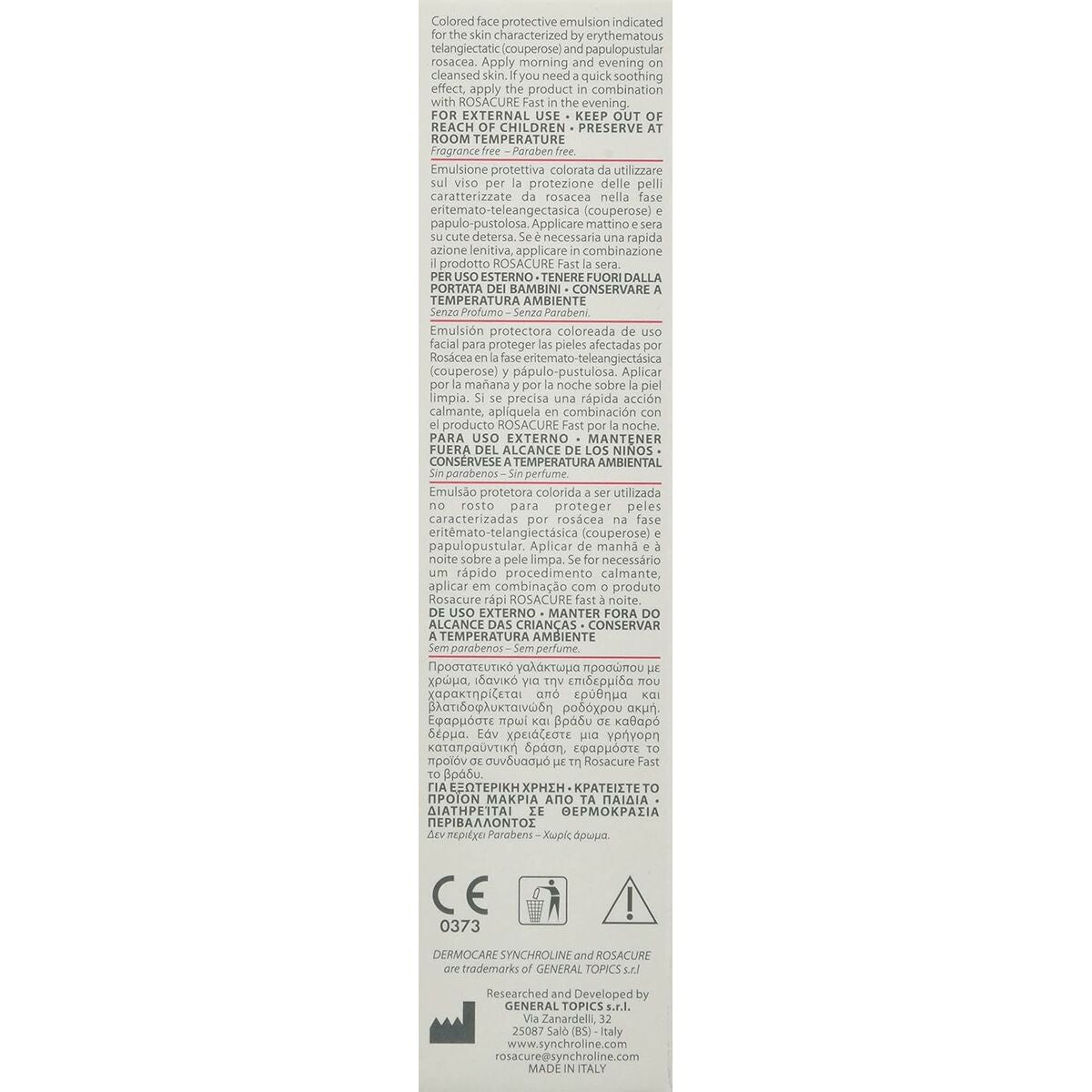 Facial Cream Rosacure Spf 30 ml skincare packaging