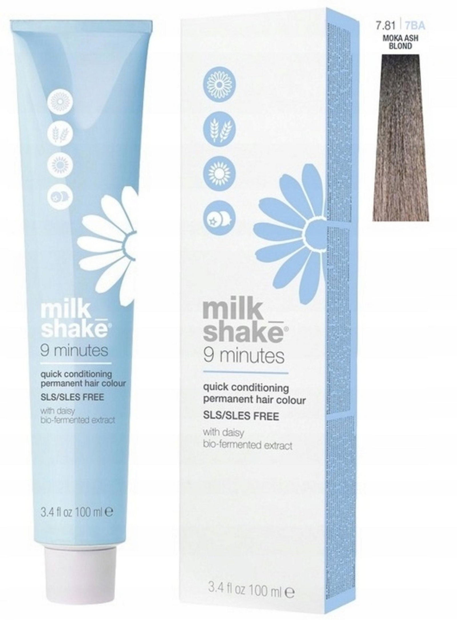 Milk Shake, 9 Minutes, Permanent Hair Dye, 7.81 Ash Blond Mocha, 100 ml