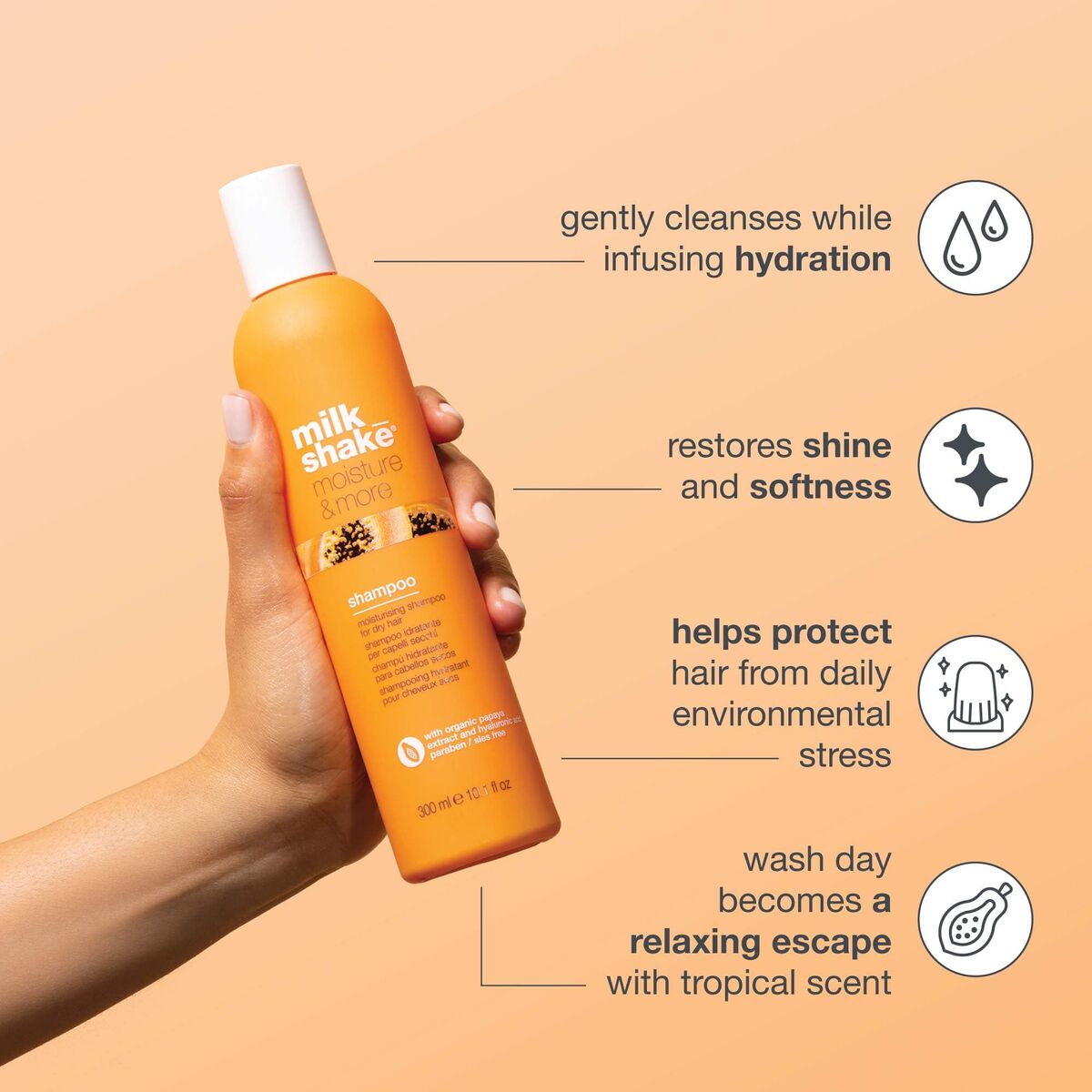 Shampoo Milk Shake Moisture & More 1 L for Women shampoo bottle
