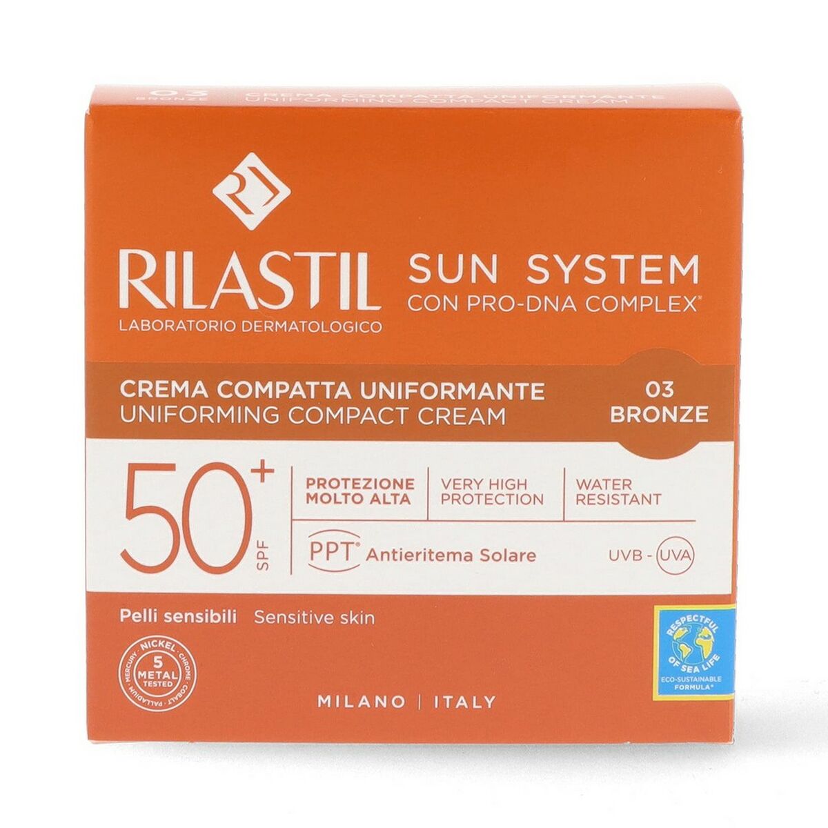 Compact Bronzing Powders Rilastil Sun System Bronze Spf 50 Spf 50+ 10 g makeup packaging