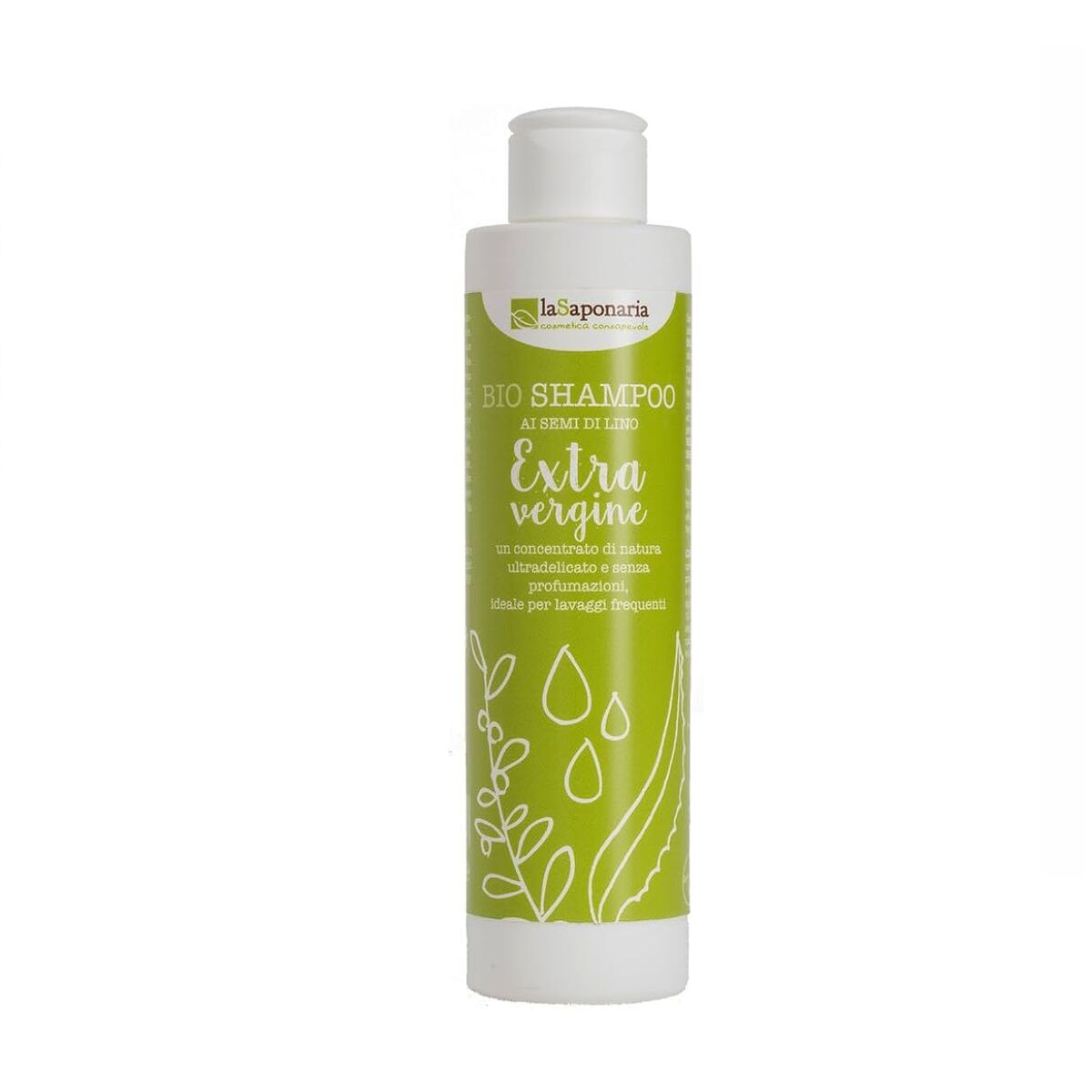 Shampoo La Saponaria Bio Virgen Extra 200 ml shampoo bottle