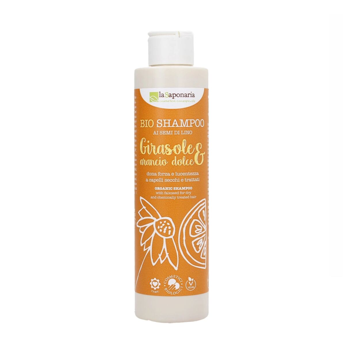 Shampoo La Saponaria Bio Orange 200 ml Sunflower shampoo bottle