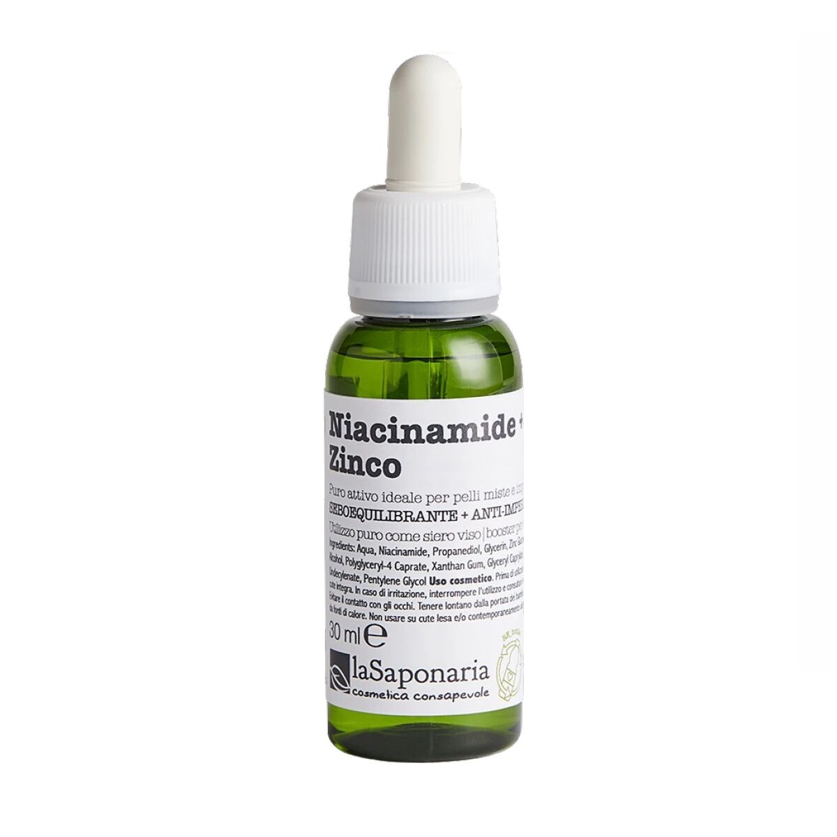 Facial Serum La Saponaria Niacinamida + Zinc 30 ml serum bottle