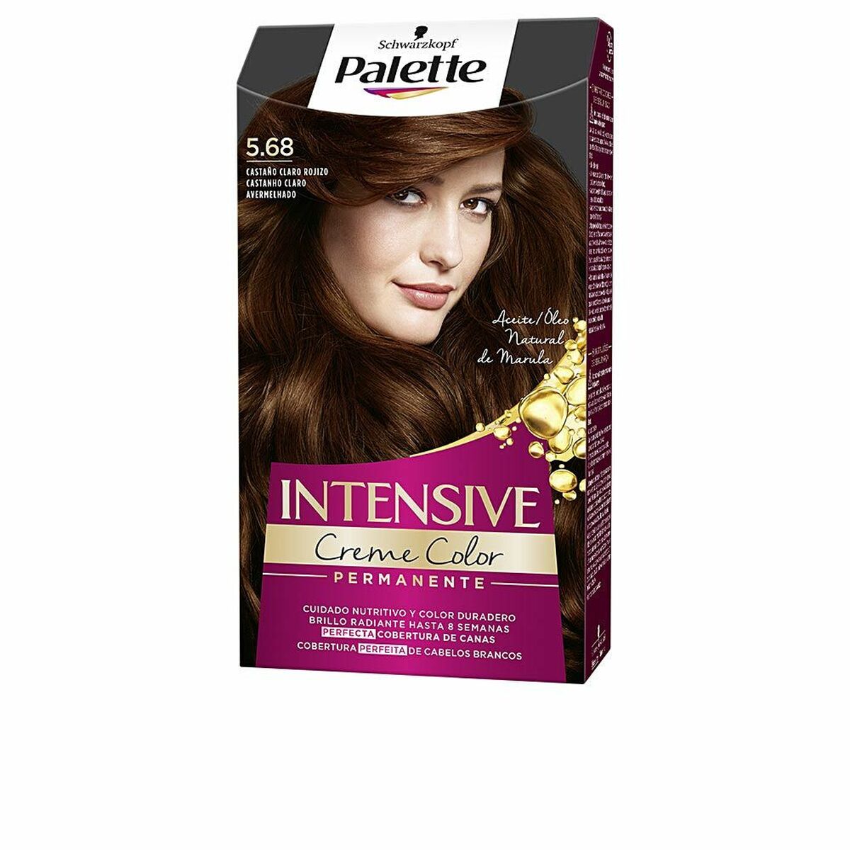 Permanent Dye Schwarzkopf Palette Intensive Nº 5.68-Castano Claro Rojizo (1 Unit) for Women makeup packaging