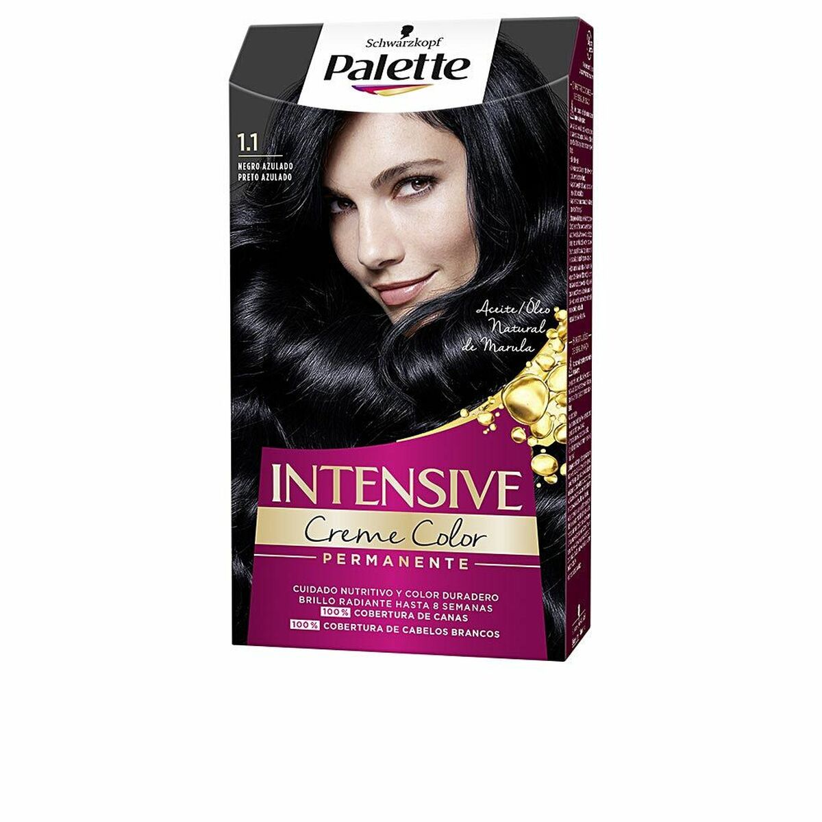 Permanent Dye Schwarzkopf PALETTE INTENSIVE Nº 1.1-Negro Azulado (1 Unit) makeup packaging