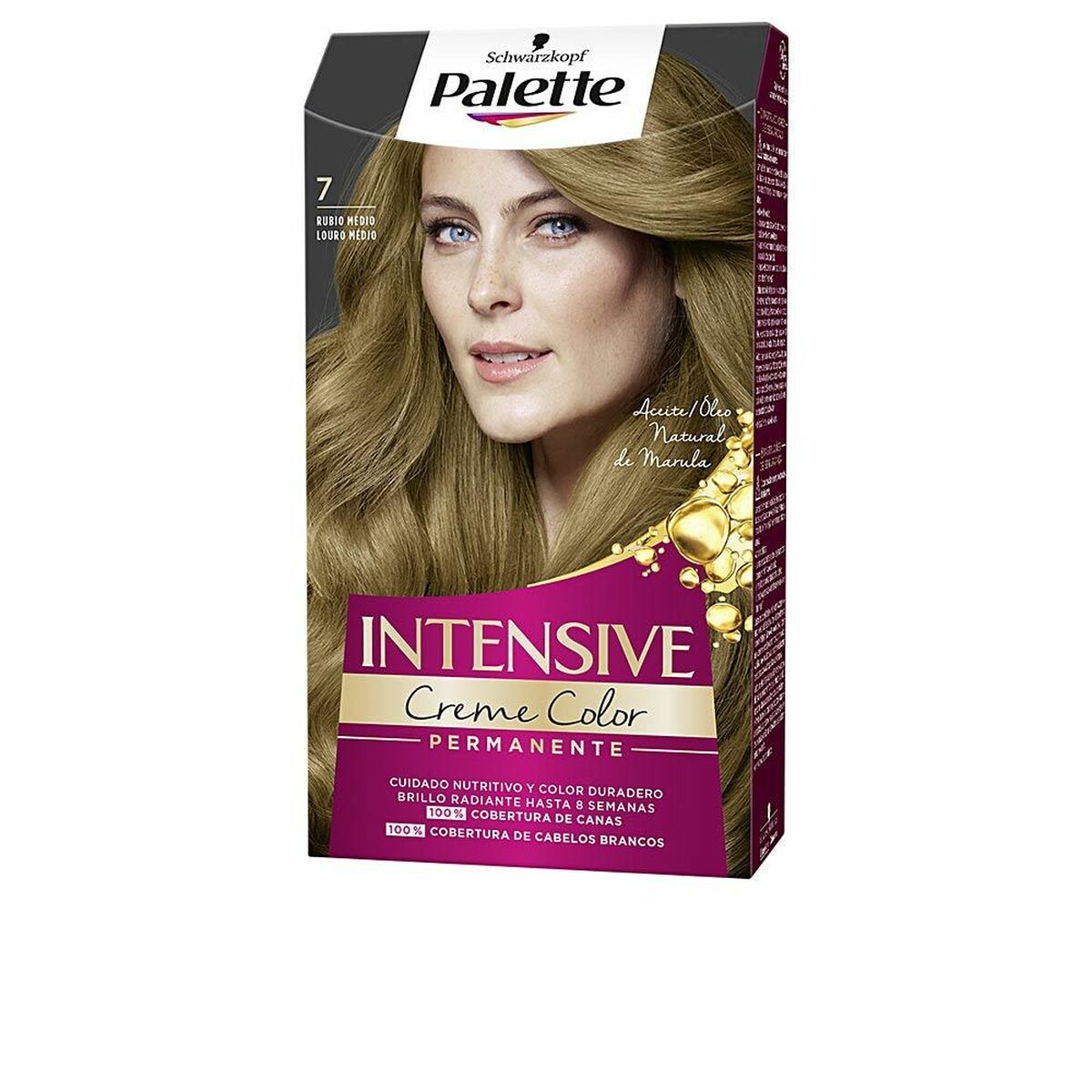 Permanent Dye Schwarzkopf Palette Intensive Nº 7-Rubio Medio (1 Unit) for Women makeup packaging