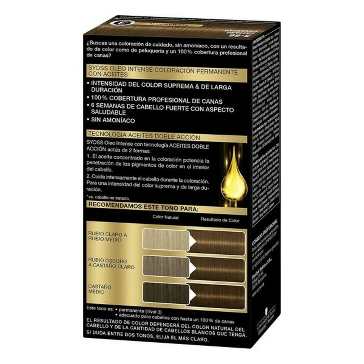 Permanent Dye Syoss Olio Intense Caramel Brown Nº 5,86 Platinum Blonde Nº 5.86-Castano Caramelo for Women product packaging