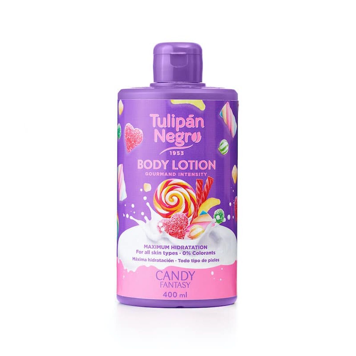 Body Lotion Tulipán Negro Candy Fantasy Purple 400 ml skincare packaging