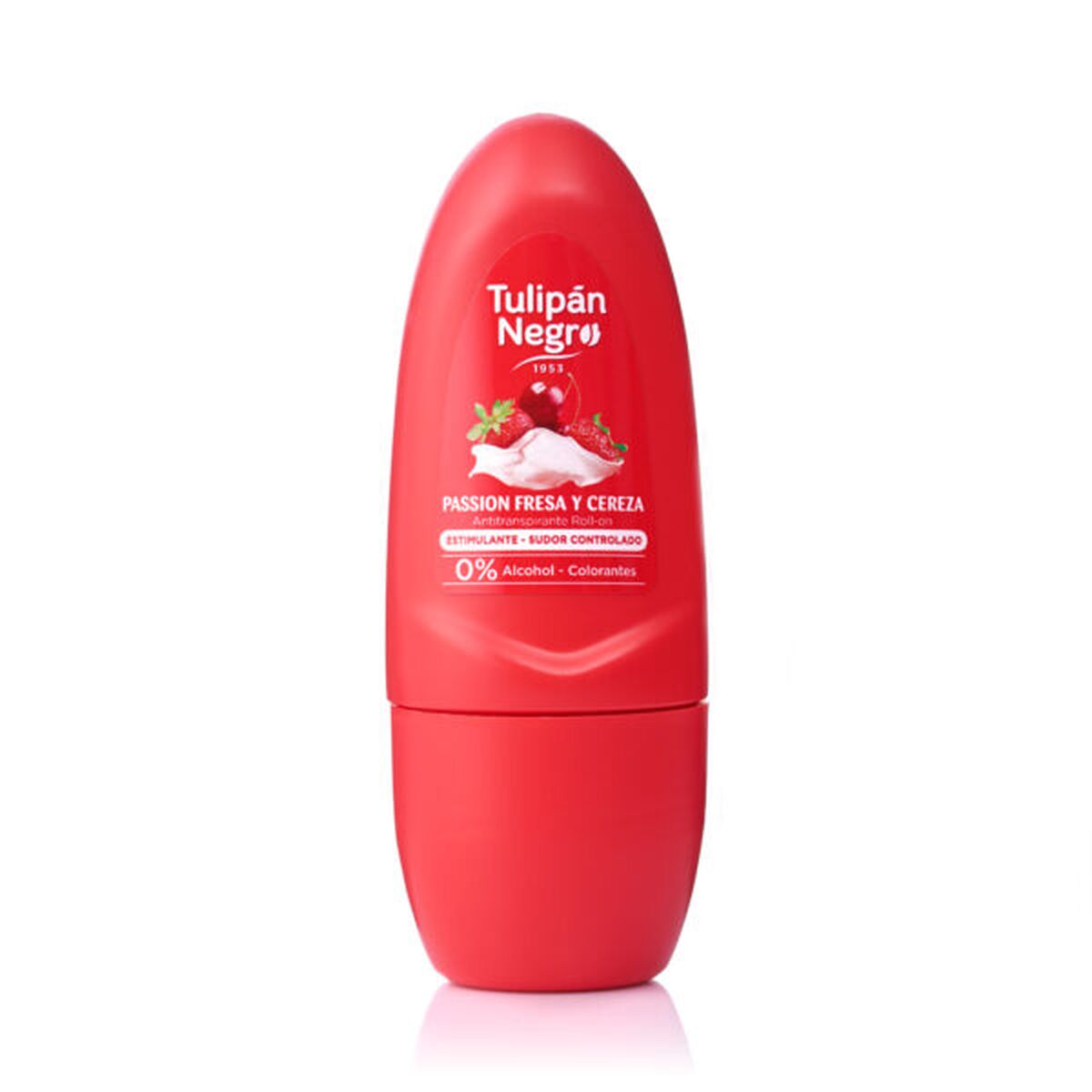 Roll-On Deodorant Tulipán Negro Passion Fresa y Cereza 50 ml product packaging