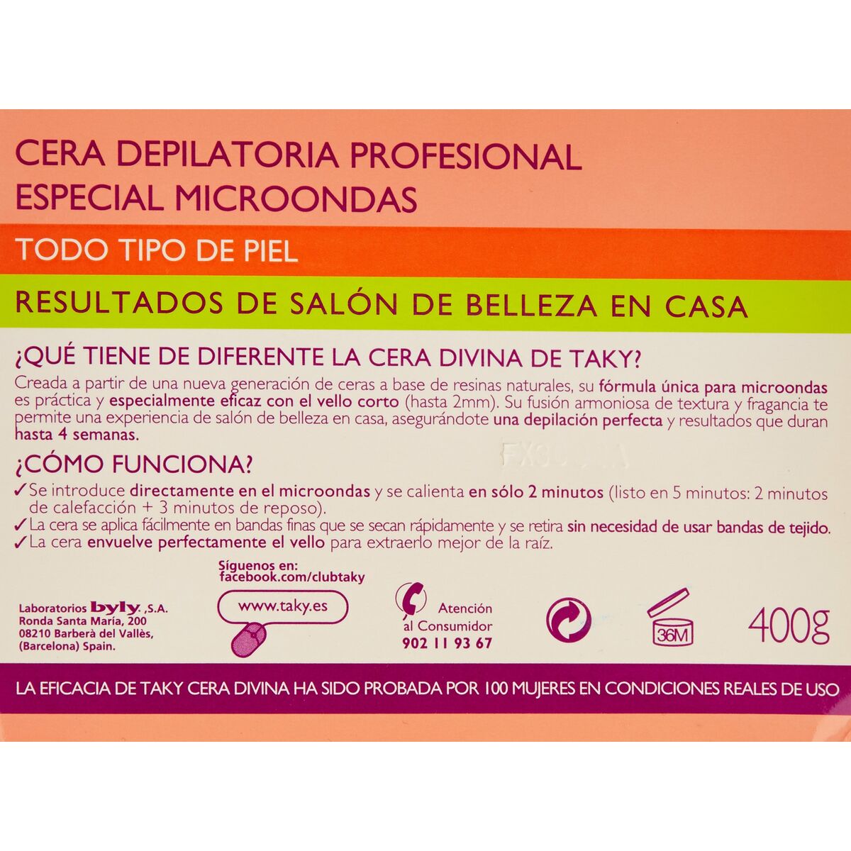 Body Hair Removal Wax Sensaciones Taky (400 g) hair wax packaging