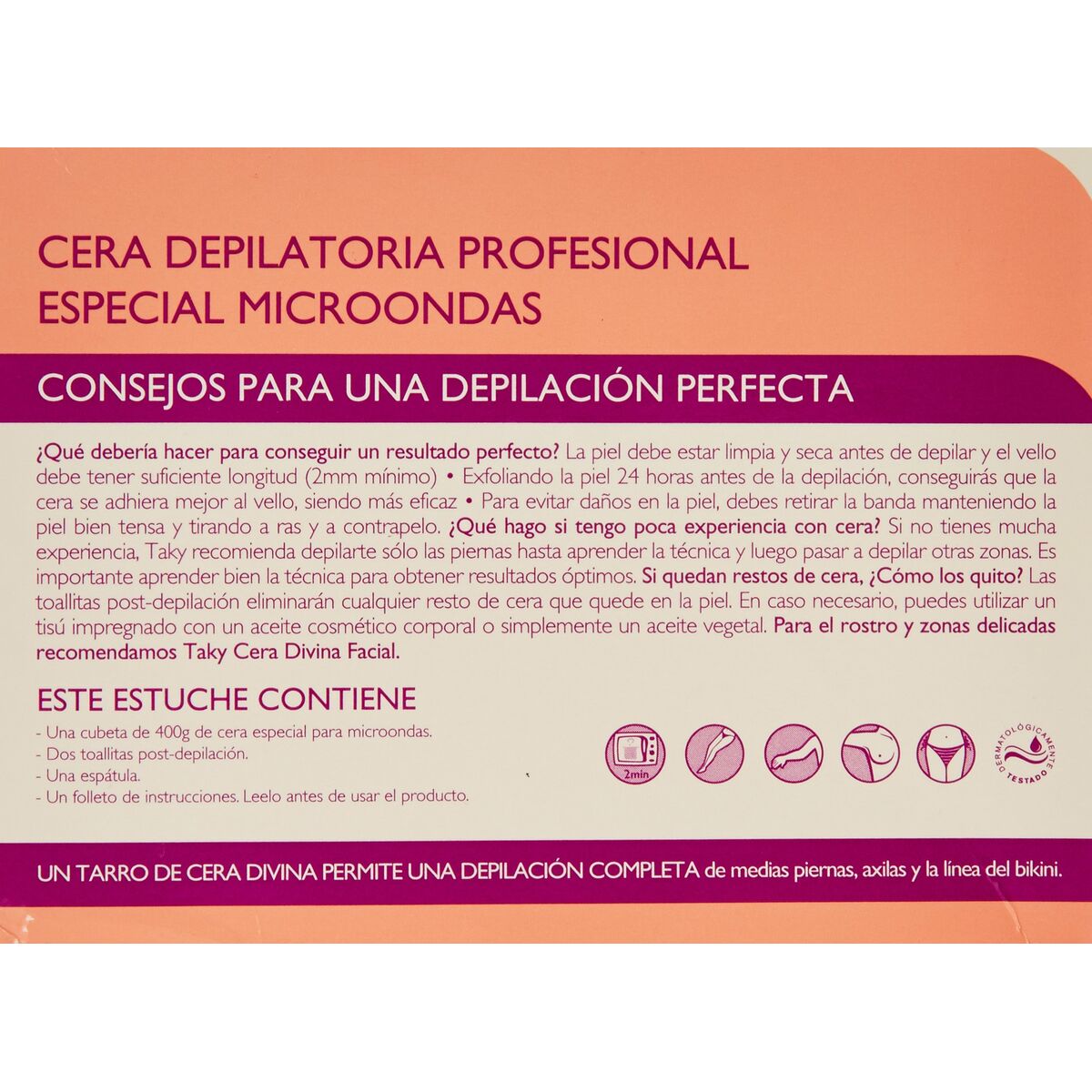 Body Hair Removal Wax Sensaciones Taky (400 g) hair wax packaging