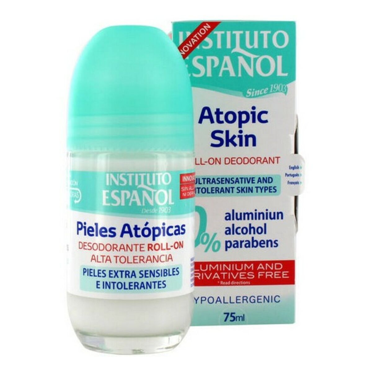 Roll-On Deodorant Piel Atópica Instituto Español (75 ml) 75 ml product packaging