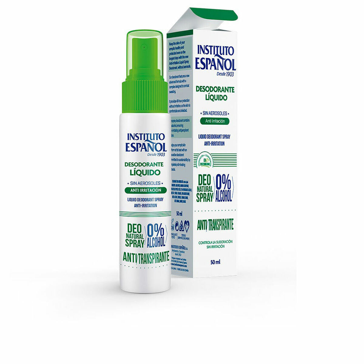 Deodorant Instituto Español ANTI IRRITACIÓN 50 ml product packaging