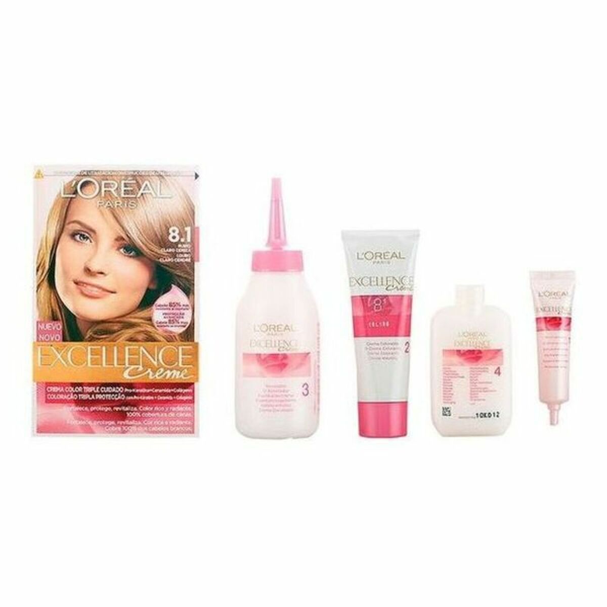 Permanent Dye L'Oreal Make Up Excellence Light Ash Blonde Nº 8,1 Rubio Claro Ceniza Nº 8,1-Rubio Claro Ceniza 192 ml product