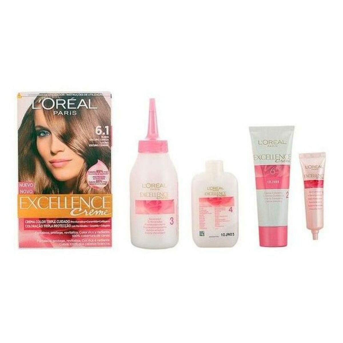 Permanent Dye L'Oreal Make Up Excellence Dark Ash Blonde Nº 6,1 Rubio Oscuro Ceniza Nº 6,1-Rubio Oscuro Ceniza 192 ml product
