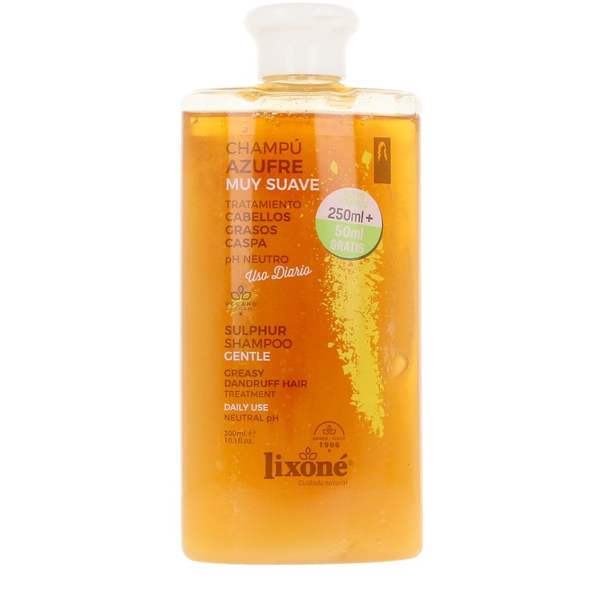 Anti-Grease Shampoo Lixoné AZUFRE 300 ml Anti-dandruff shampoo bottle
