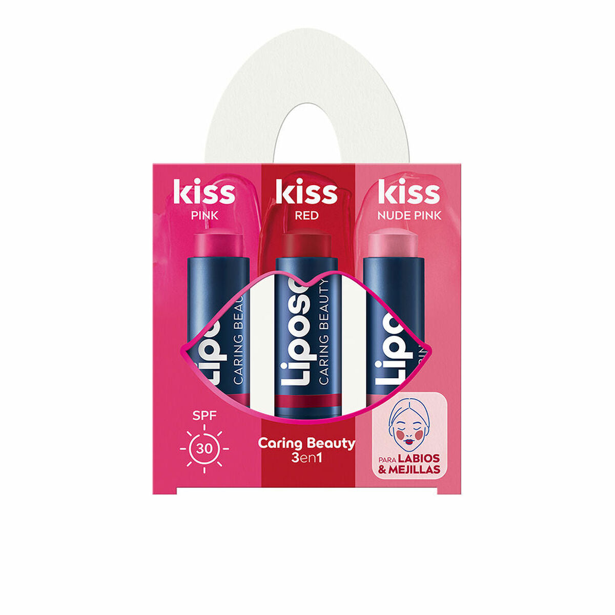 Lip Balm Liposan KISS 3 Pieces for Women skincare packaging