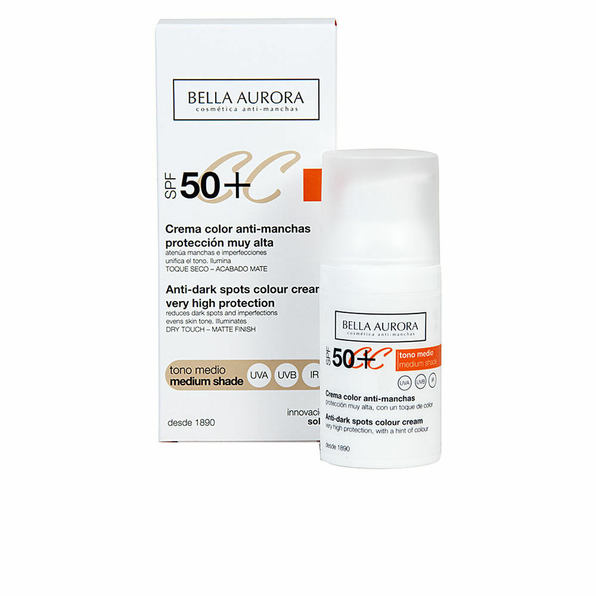 Anti-Brown Spot Cream Bella Aurora 30 ml Medium Tone for Women skincare packaging