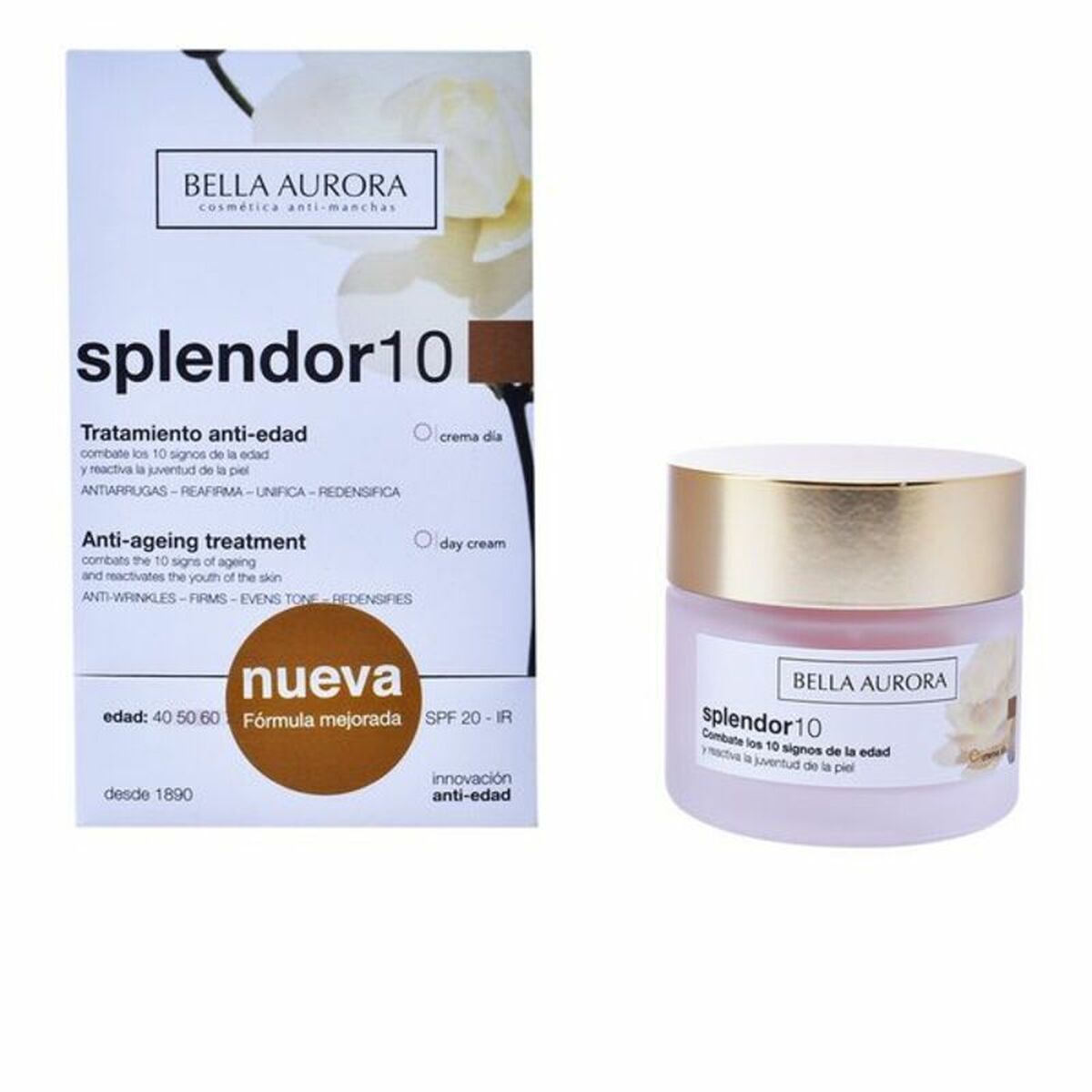 Anti-Ageing Cream Bella Aurora Splendor Spf 20 50 ml for Women skincare packaging