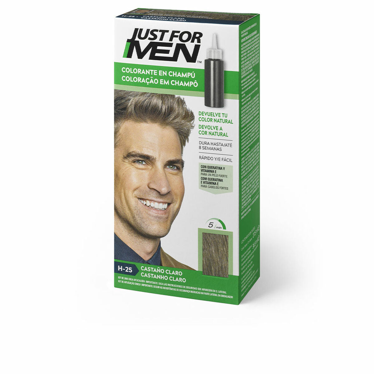Shampoo Dye Just For Men Colorante Light Brown 30 ml shampoo bottle