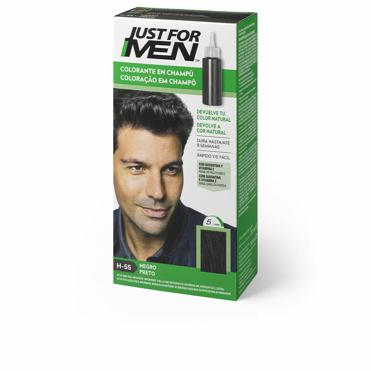 Shampoo Dye Just For Men Colorante Black 30 ml shampoo bottle