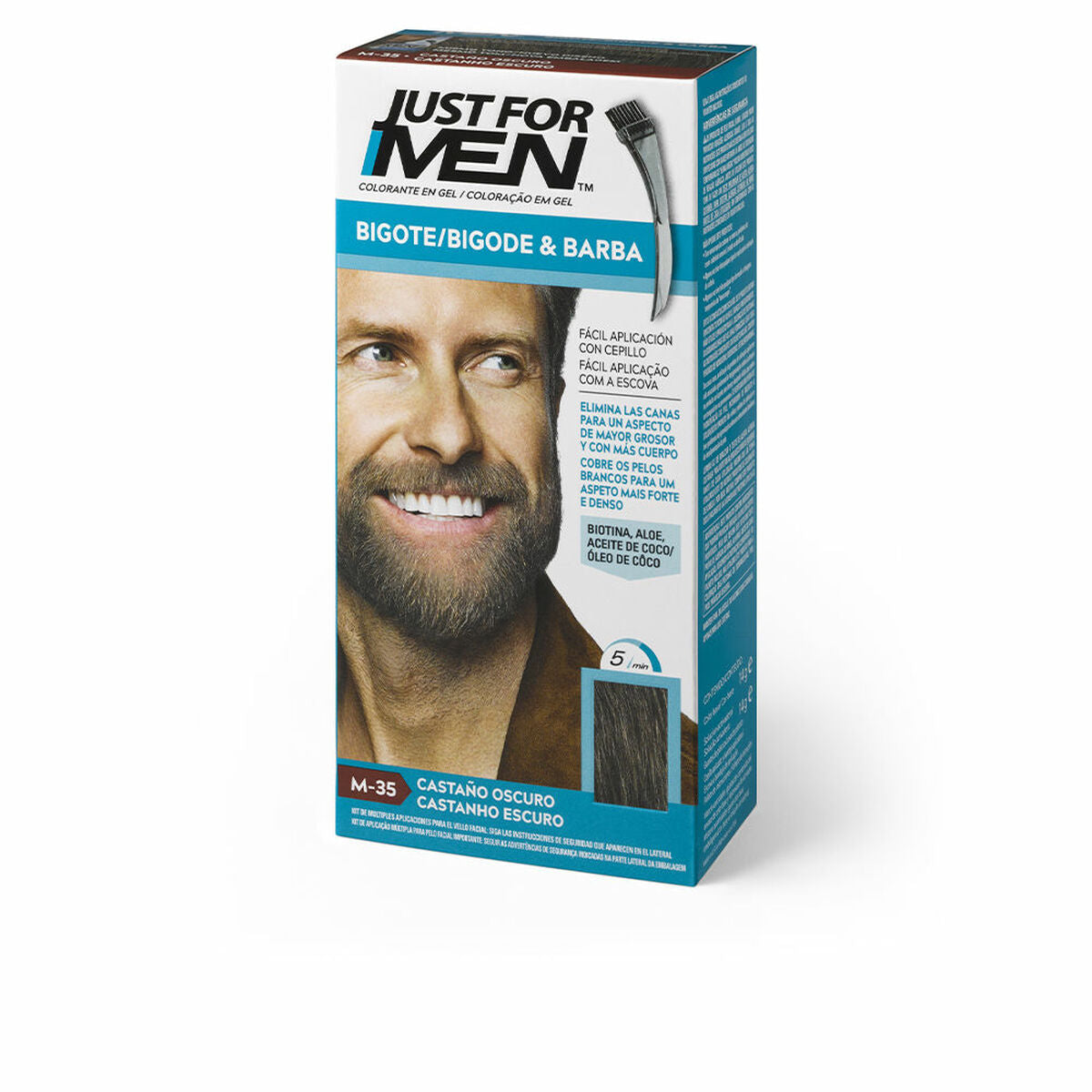 Shampoo Dye Just For Men Colorante Dark Brown 15 ml Beard/Moustache shampoo bottle