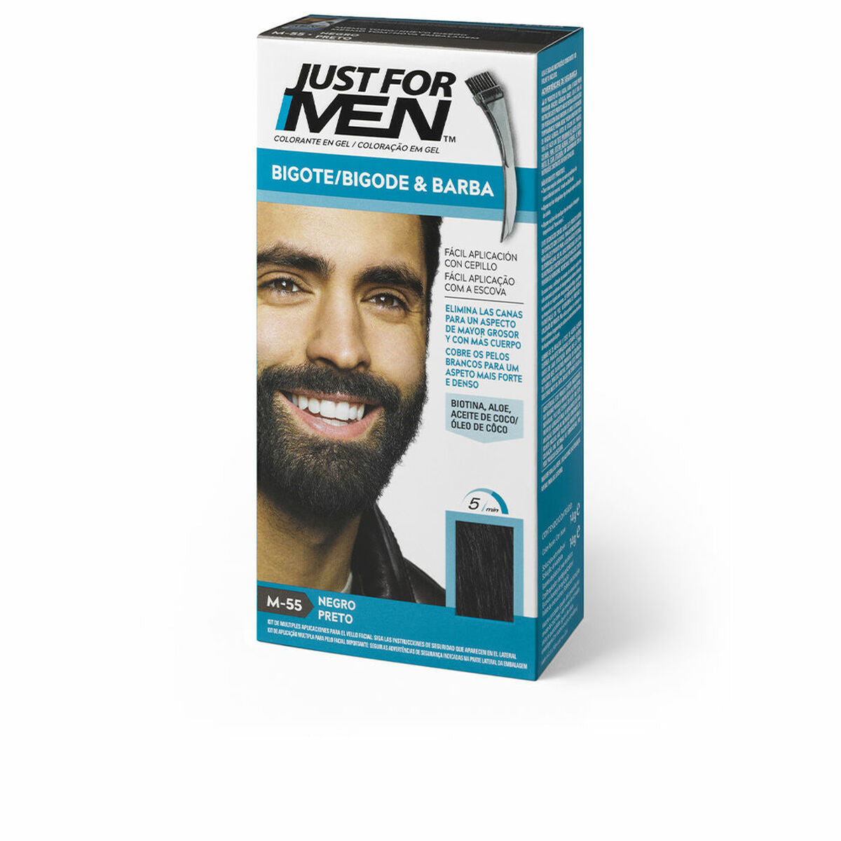 Anti-Ageing Colouring Gel Just For Men Colorante 15 ml Beard Black skincare packaging