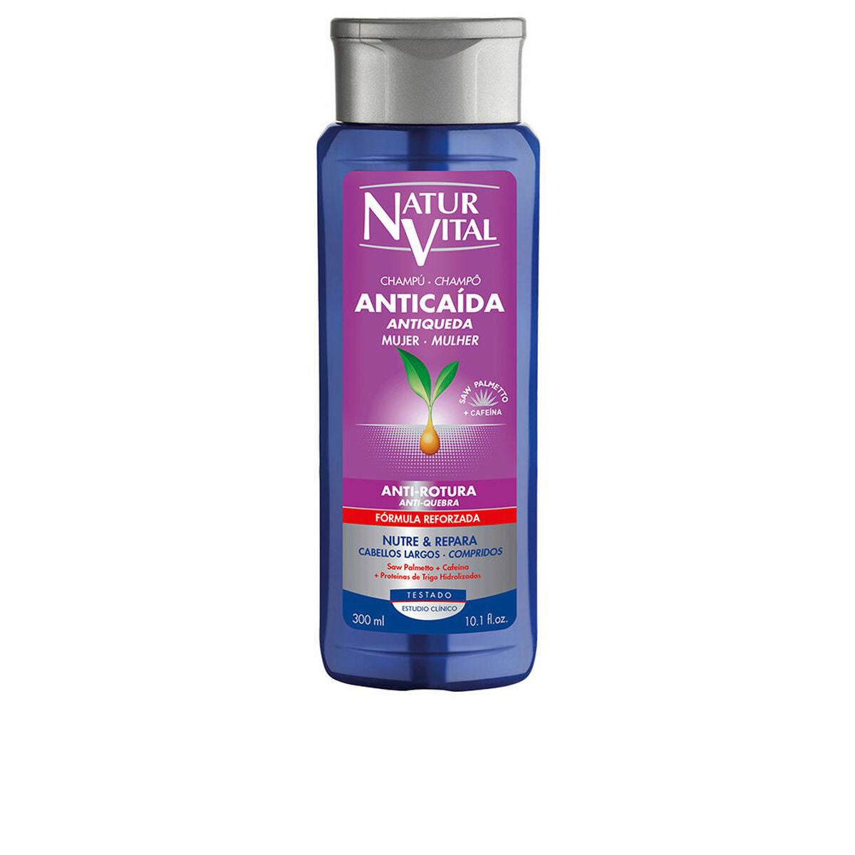 Anti-hairloss Anti-breakage Shampoo Naturvital Champu Anticaida 300 ml shampoo bottle