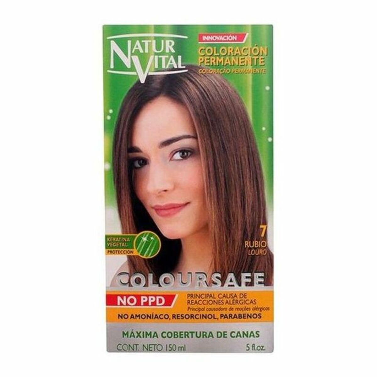 Dye No Ammonia Naturaleza y Vida Coloursafe Nº 7-Rubio 150 ml product packaging