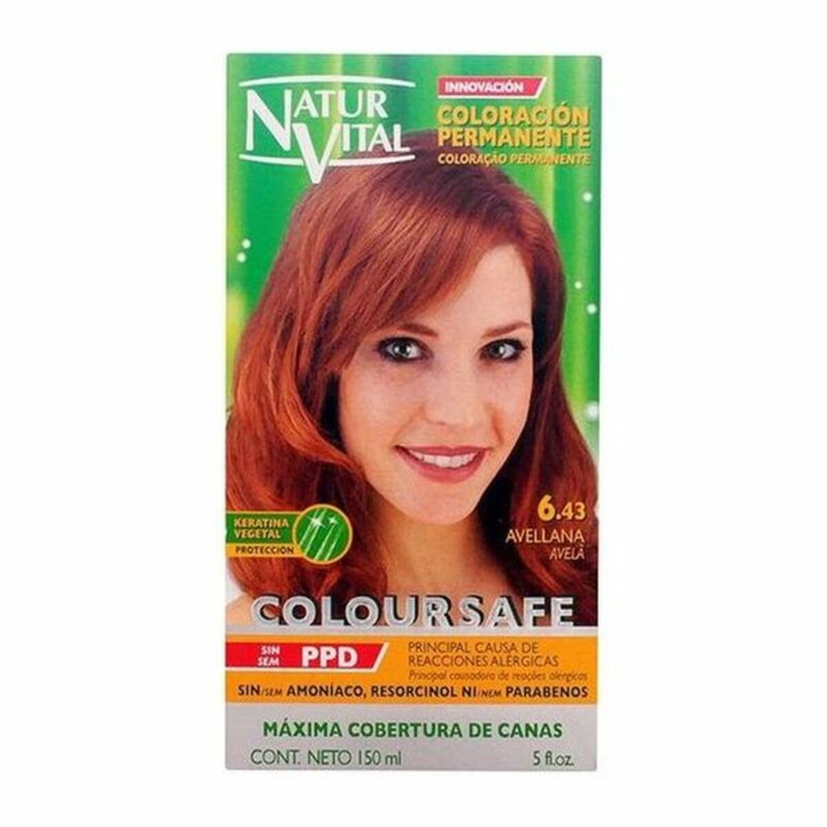 Dye No Ammonia Naturaleza y Vida Coloursafe Nº 6.43-Avellana 150 ml product packaging